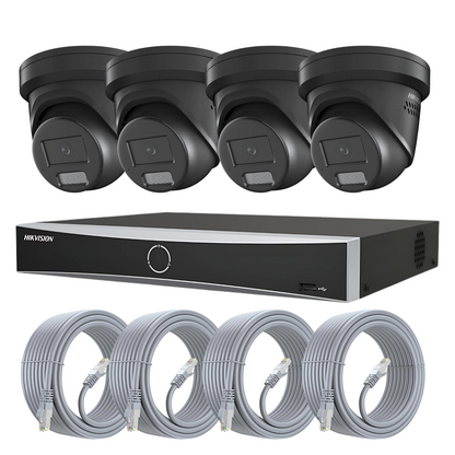 Hikvision 4MP CCTV Kit | 4 x Smart Hybrid ColorVu IP PoE Cameras with Microphones & 4-Channel NVR