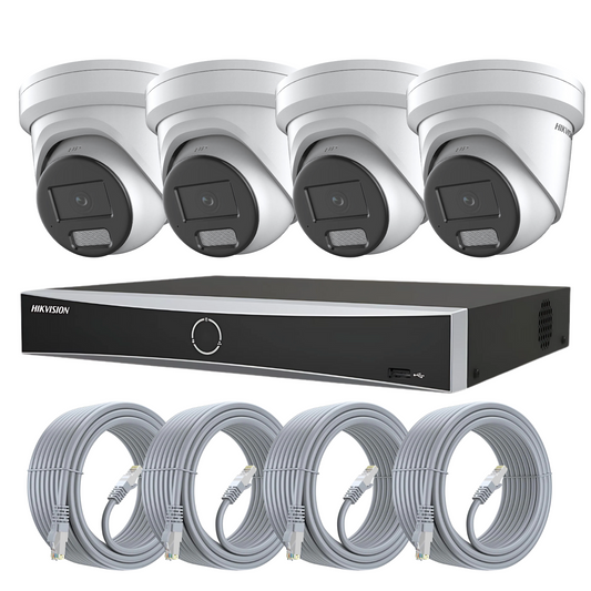 Hikvision 4MP CCTV Kit | 4 x Smart Hybrid ColorVu IP PoE Cameras with Microphones & 4-Channel NVR