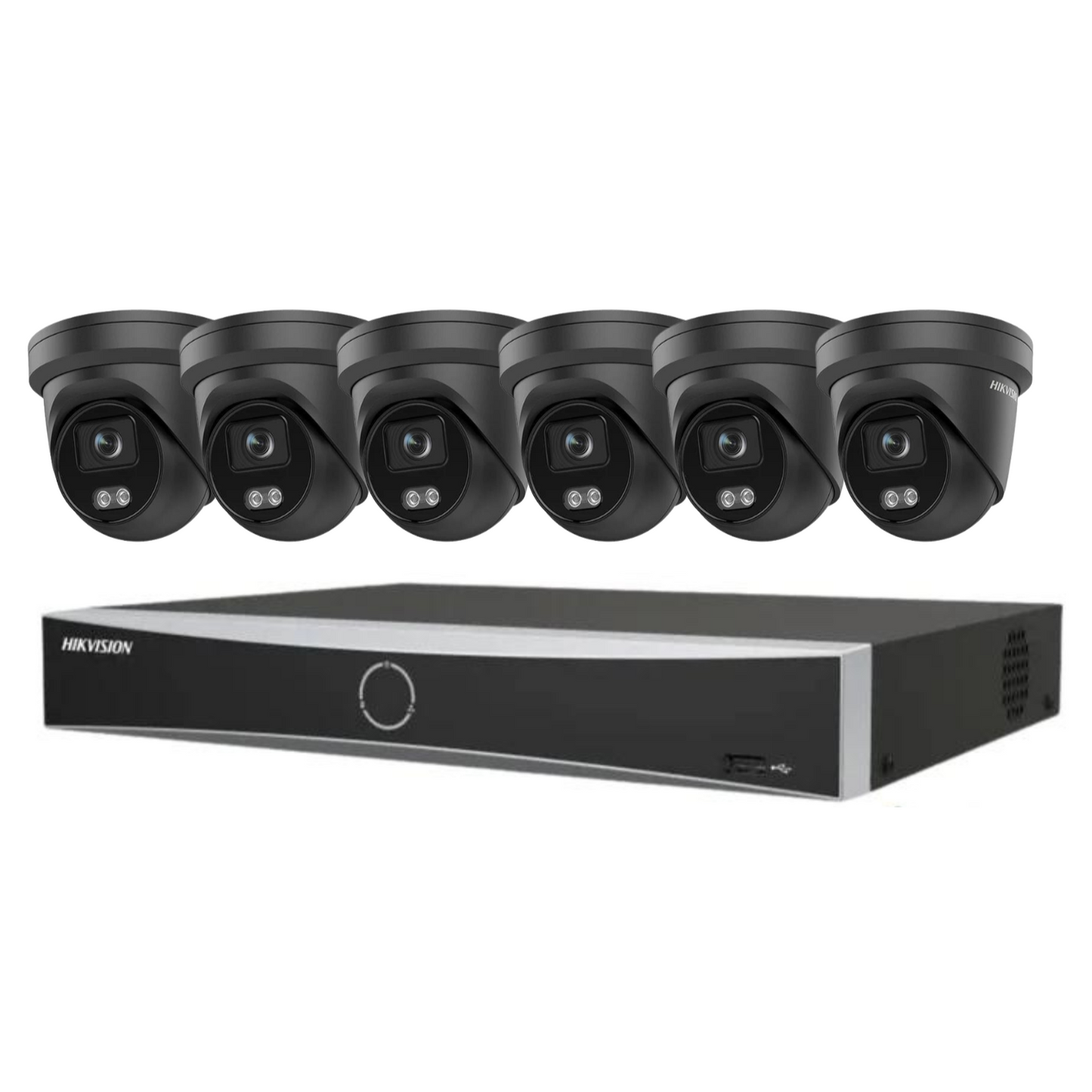 Hikvision CCTV kit, 6 x 4mp Smart Hybrid Colorvu IP Poe cameras with Audio, 1 x 8 Channel NVR