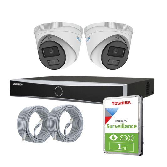 4MP Hikvision & HiLook IP CCTV Kit – Smart Hybrid ColorVu Cameras with Built-In Audio and AcuSense NVR