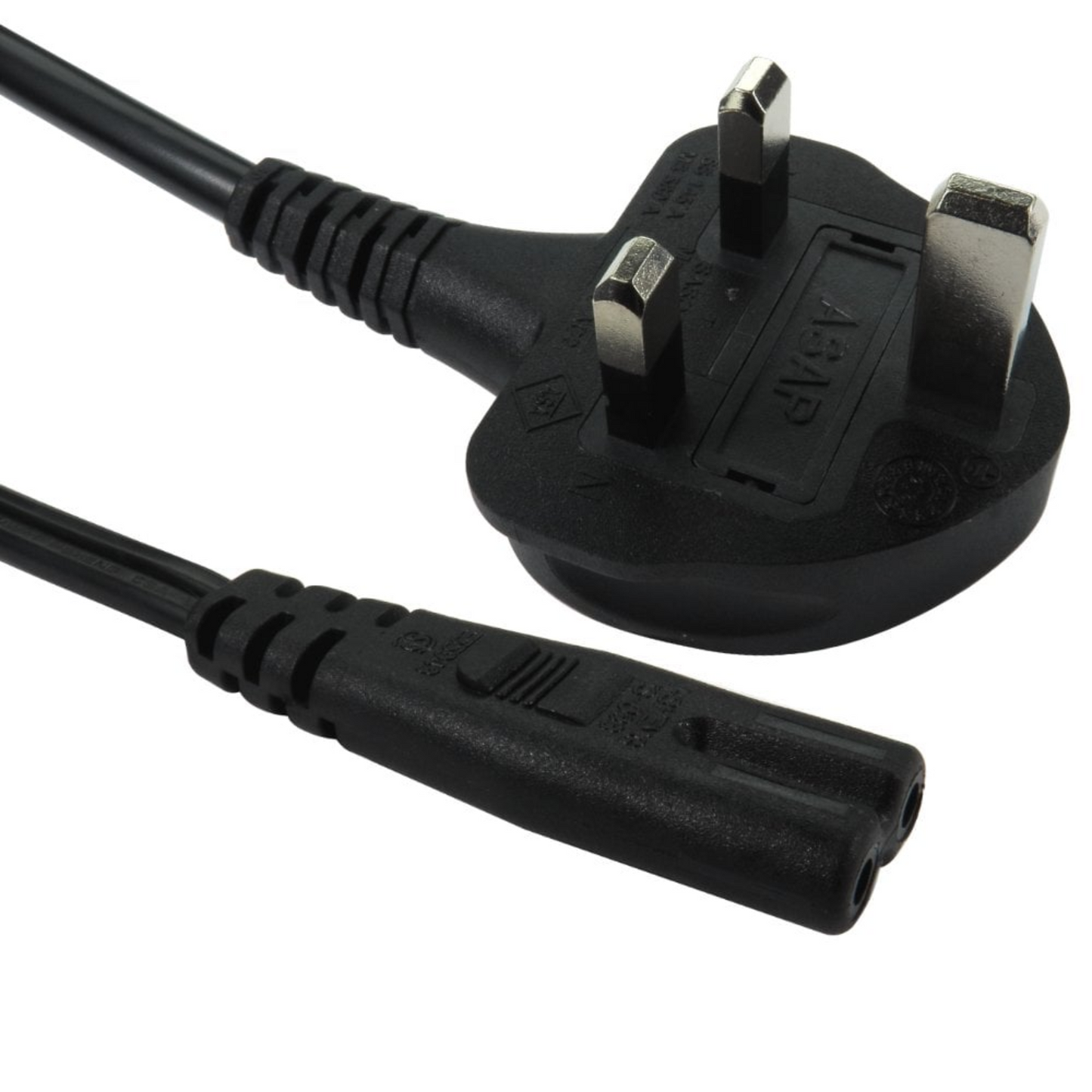 2m UK Plug to C7 Mains Lead | Figure 8 Power Cable for Laptops, TVs, and More