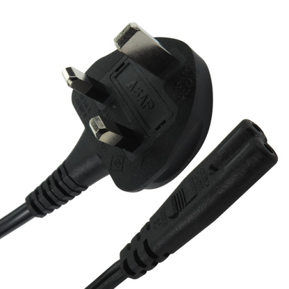 2m UK Plug to C7 Mains Lead | Figure 8 Power Cable for Laptops, TVs, and More