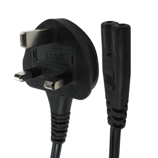 2m UK Plug to C7 Mains Lead | Figure 8 Power Cable for Laptops, TVs, and More