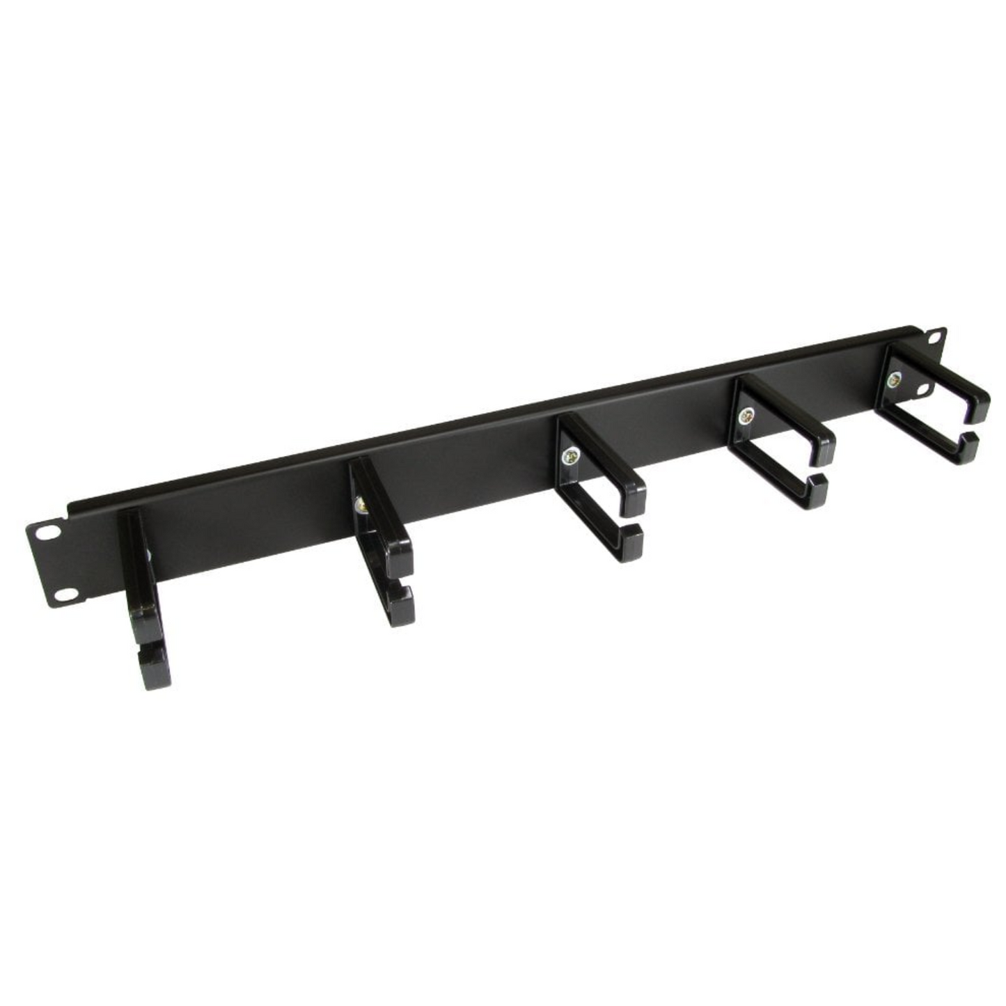 1U 5-Ring 19-Inch Horizontal Cable Management Bar | Black Cable Tidy for Server Racks & Network Cabinets