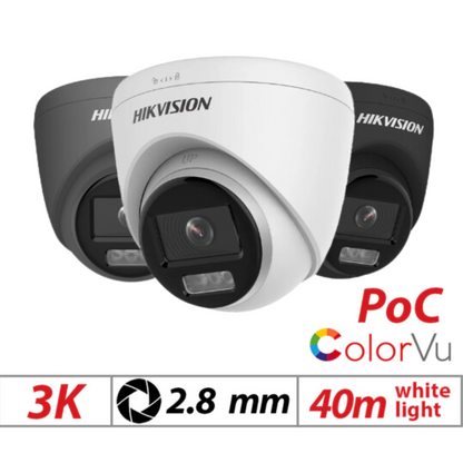 5mp 3K Hikvision Smart Hybrid Colorvu Turret POC - 2.8mm DS-2CE72KF3T-LE