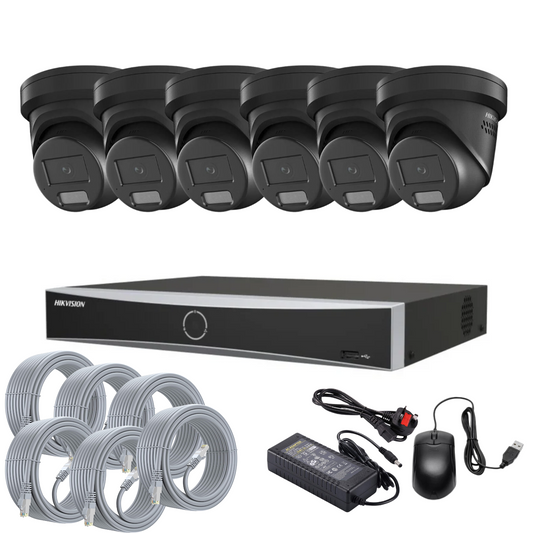 Hikvision 8MP Smart Hybrid ColorVu AcuSense CCTV Kit – 6x PoE Cameras with Audio + 8-Channel NVR