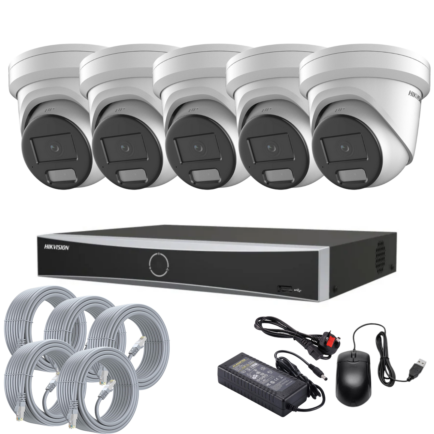 Hikvision CCTV Kit: 5x 4MP Smart Hybrid ColorVu IP PoE Cameras with Audio + 8-Channel NVR