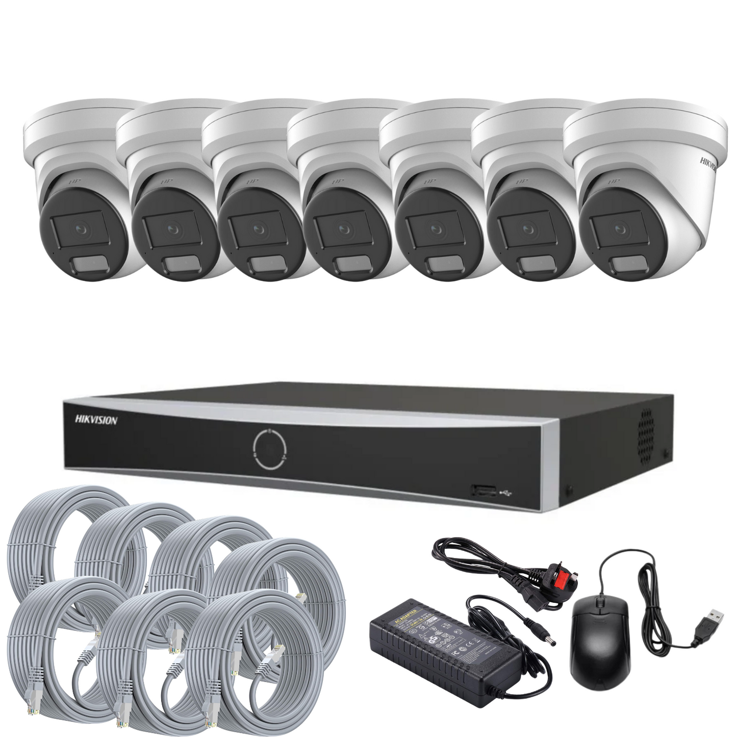 Hikvision CCTV Kit: 7x 4MP Smart Hybrid ColorVu IP PoE Cameras with Audio + 8-Channel NVR