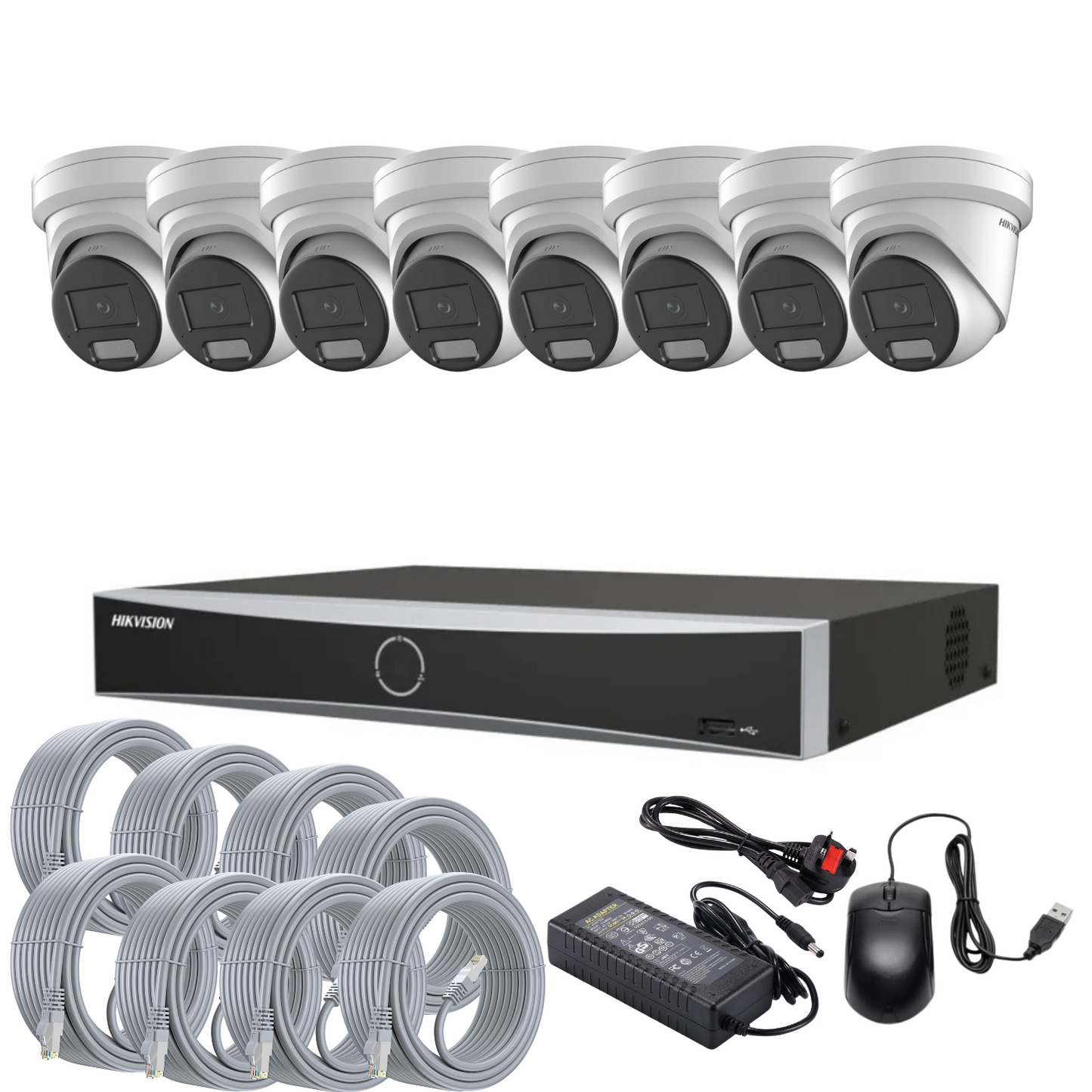 Hikvision CCTV Kit: 8x 4MP Smart Hybrid ColorVu IP PoE Cameras with Audio + 8-Channel NVR